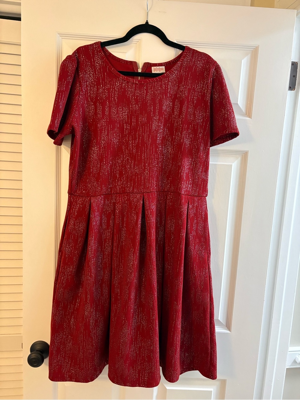 LuLaRoe Red Metallic Fit & Flare Dress